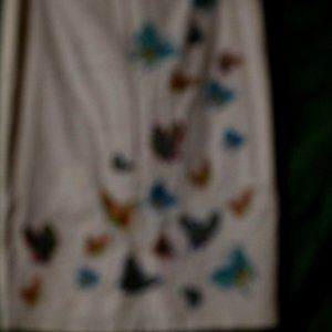 WHITE SKIRT WITH BEADED BUTTERFLIES, LARGE